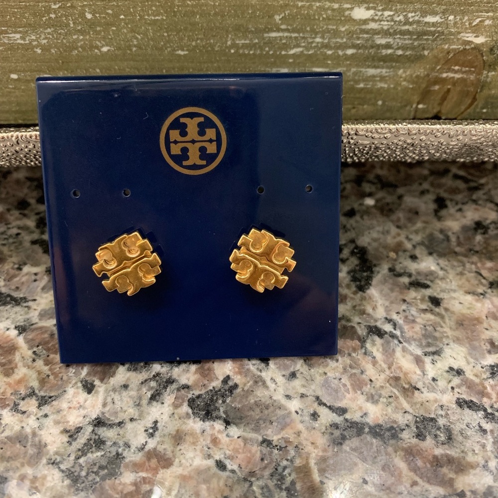 Tory Burch large T Logo Stud Earring